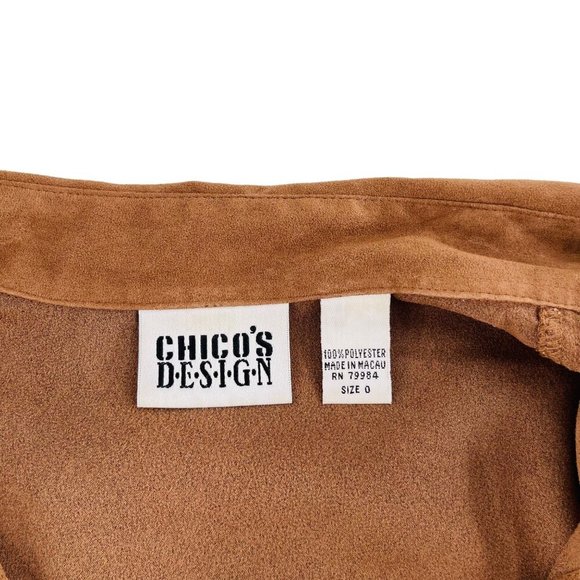 Chicos Design Brown Button-Up Long Sleeve Shirt Top Size 0 Polyester Womens Casu - Picture 2 of 5